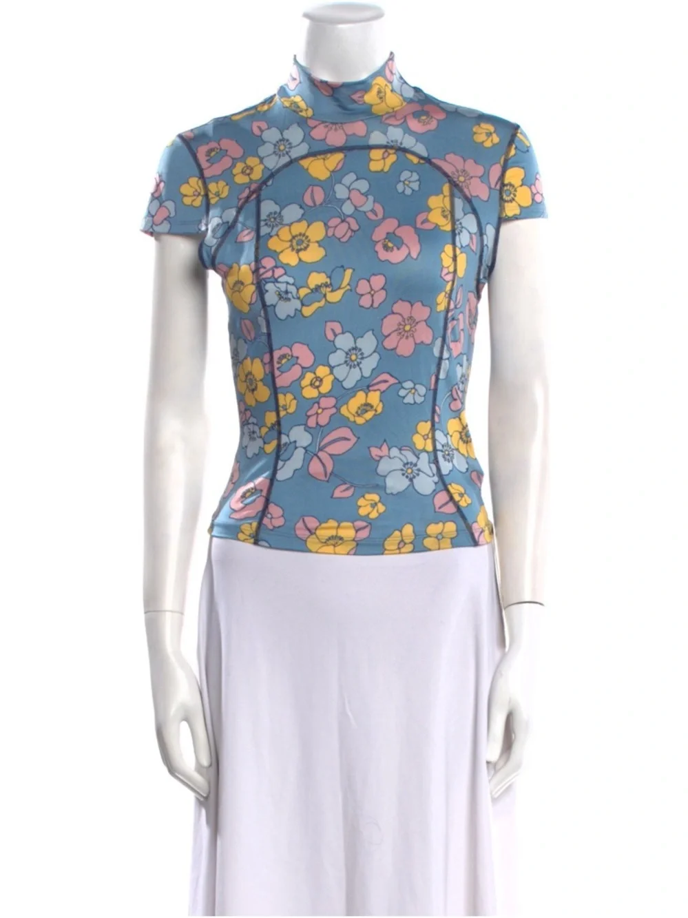 Eckhaus Latta Floral Sport Top in Light Blue - Picture 5 of 5